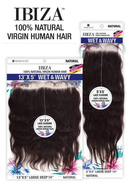 Shake N Go Virgin Human Hair Wet & Wavy 13x5 Lace Closure Ibiza DEEP CURL 10-16" Alexwigs