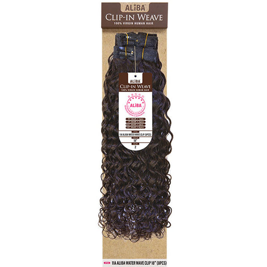 Janet Collection 100% Human Hair 11A Aliba Water Wave 8pcs Clip-In Weave 18 Alexwigs