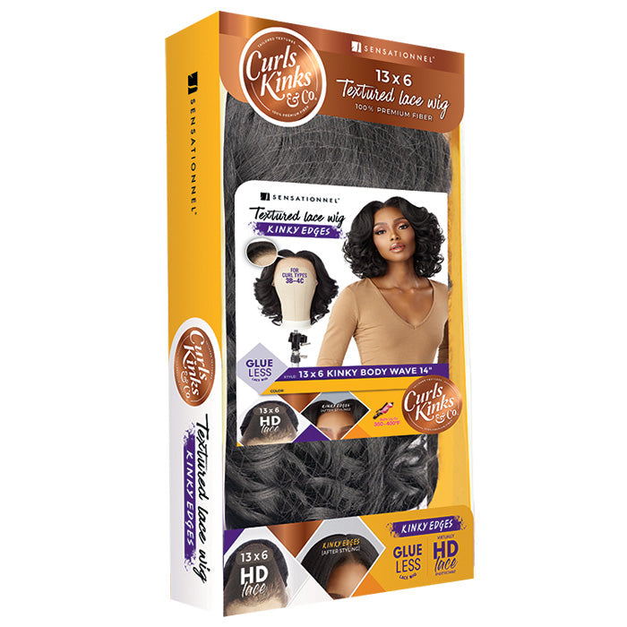 Sensationnel Curls Kinks & Co Glueless Kinky Edges 13x6 HD Lace Front Wig - 13x6 KINKY BODY WAVE 14" Alexwigs