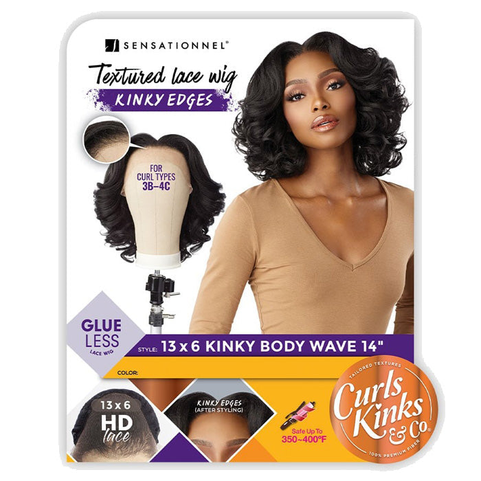 Sensationnel Curls Kinks & Co Glueless Kinky Edges 13x6 HD Lace Front Wig - 13x6 KINKY BODY WAVE 14" Alexwigs