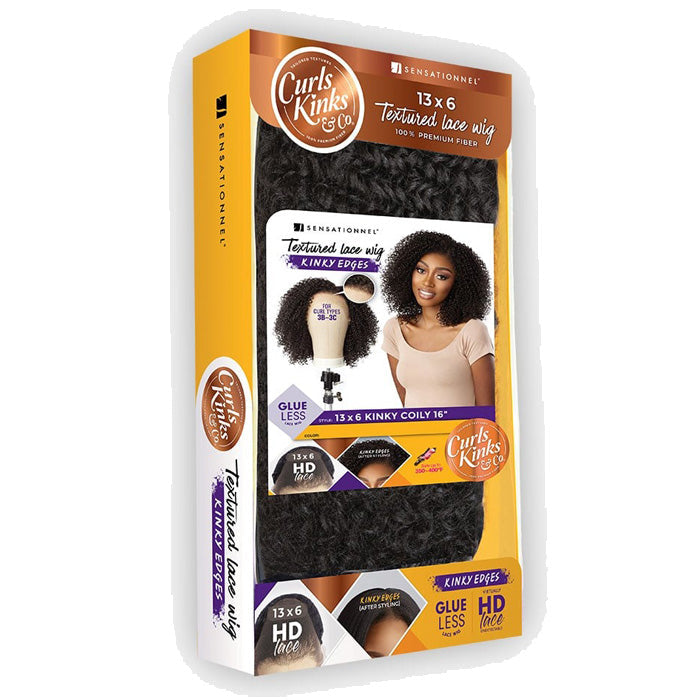 Sensationnel Curs Kinks & Co Glueless Kinky Edges 13x6 HD Lace Front Wig - 13x6 KINKY COILY 16" Alexwigs