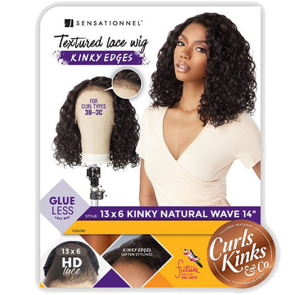 Sensationnel Curls & Kinks Glueless 13x6 HD Lace Front Wig - 13x6 KINKY NATURAL WAVE 14 - Kinky Edges Alexwigs