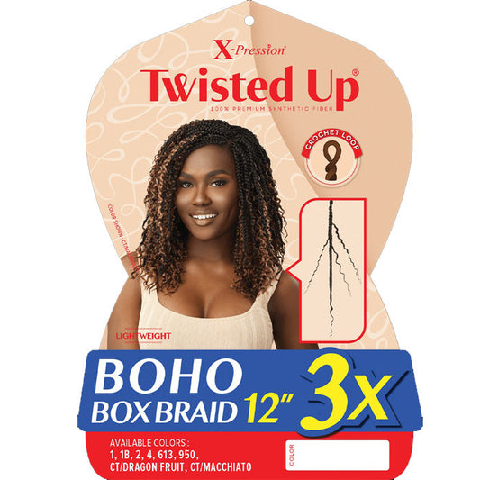 Outre X-Pression Twisted Up Crochet Loop Braids - BOHO BOX BRAID 12" 3X Alexwigs