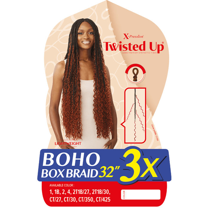 Outre X-Pression Twisted Up Crochet Loop Braid - BOHO BOX BRAID 32" 3X Alexwigs