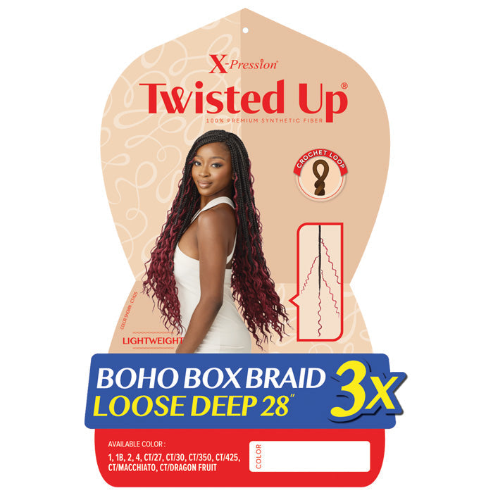 Outre X-Pression Twisted Up Synthetic Crochet Loop Braid - BOHO BOX BRAID LOOSE DEEP 28 3X Alexwigs