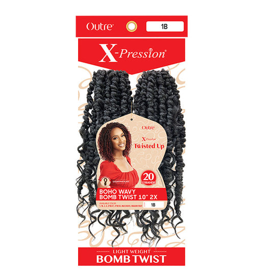 Outre X-Pression Twisted Up Pre-Looped Crochet Braids - BOHO WAVY BOMB TWIST 10" 2X Alexwigs