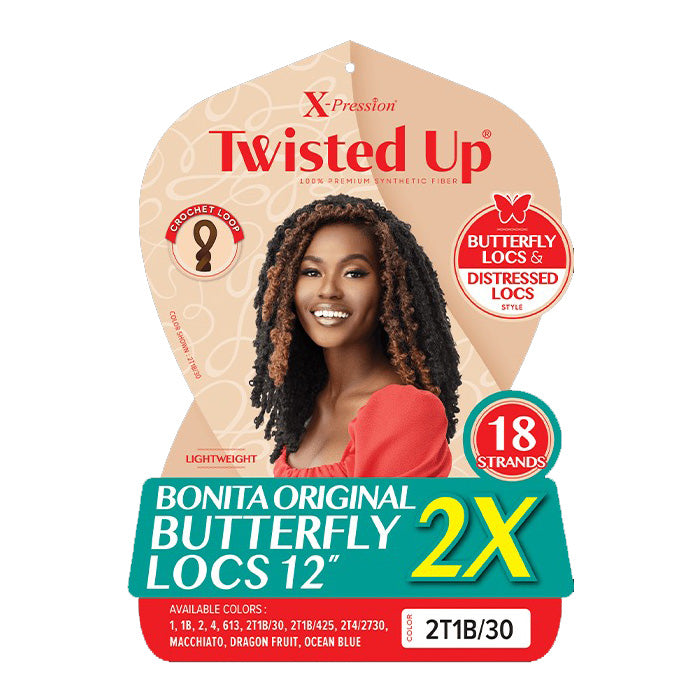 Outre X-Pression Twisted Up Crochet Loop Braid - 2X BONITA ORIGINAL BUTTERFLY LOCS 12 Alexwigs
