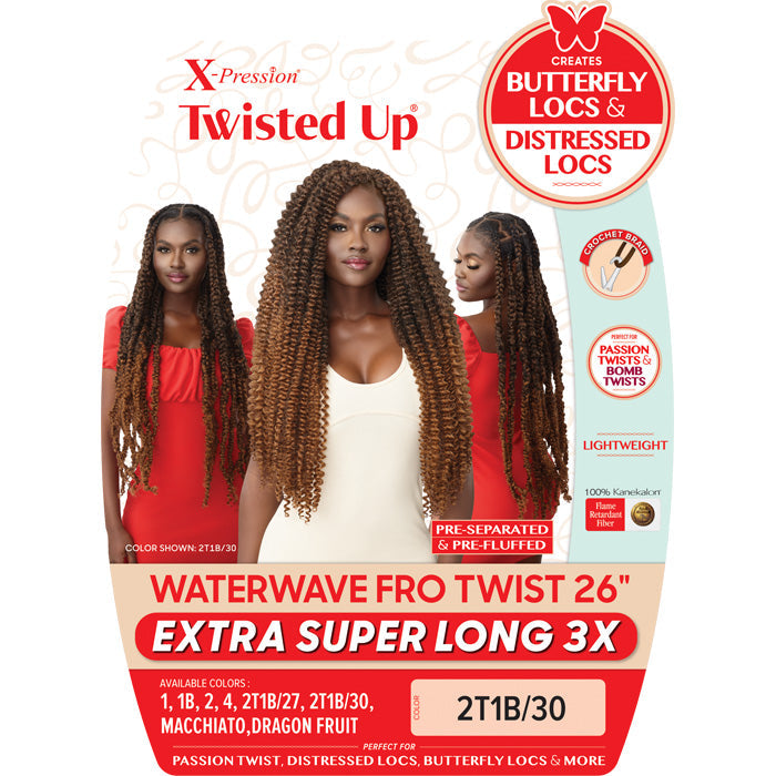 Outre X-Pression Twisted Up Crochet Braids 3X - WATERWAVE FRO TWIST 26" EXTRA SUPERLONG Alexwigs