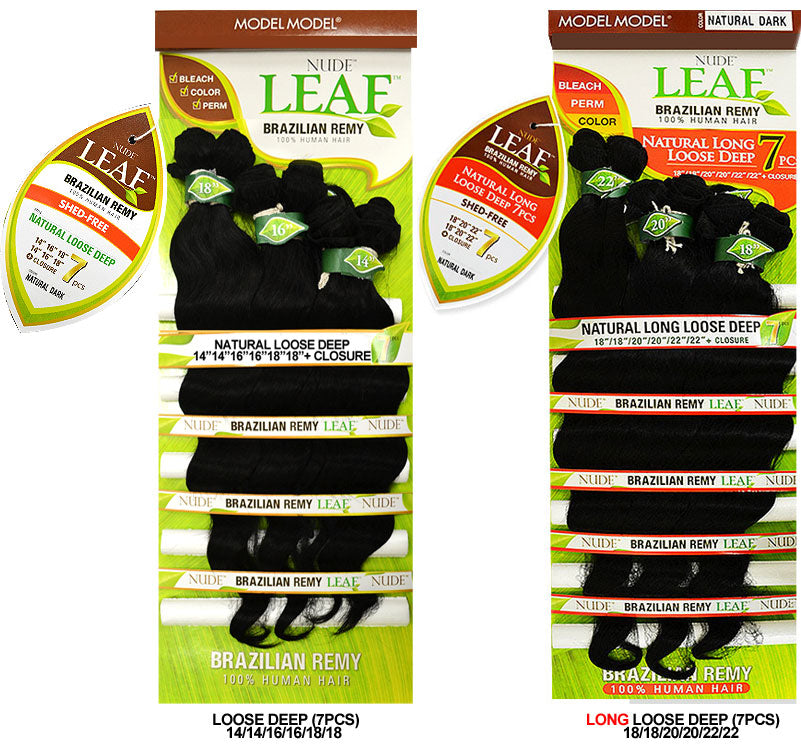 Model Model Nude Leaf Brazilian Remy 100% Human Hair NATURAL LOOSE DEEP or LONG LOOSE DEEP 7 Pcs Alexwigs