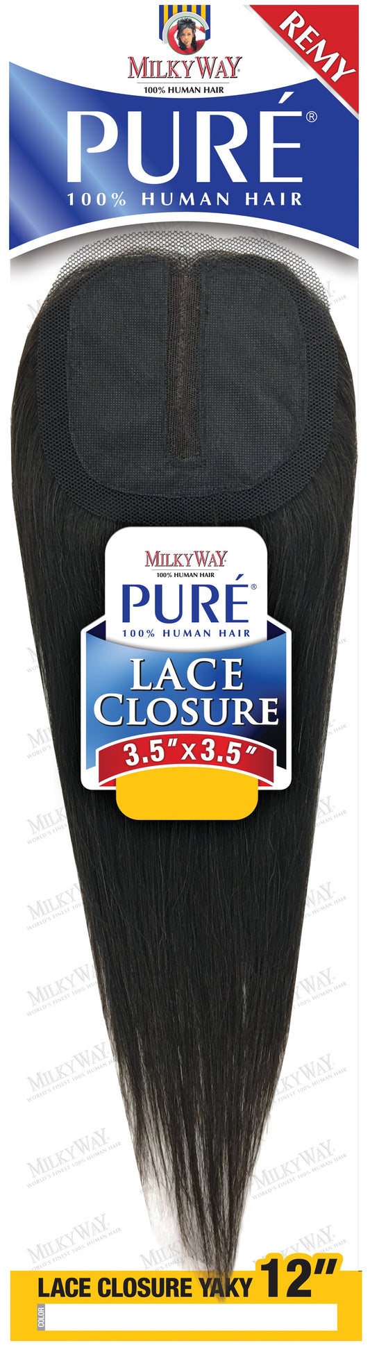MilkyWay Pure 100% Human Hair 3.5 x 3.5 LACE CLOSURE YAKY 12 Inch Alexwigs