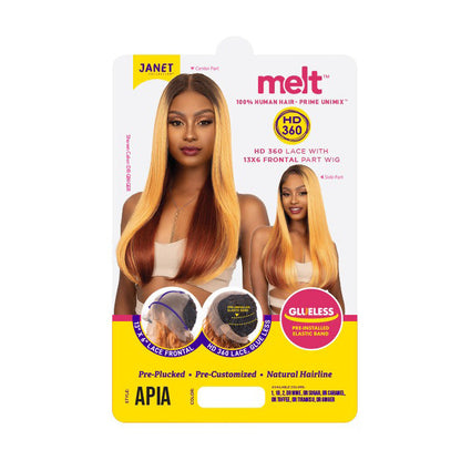 Janet Collection Melt Glueless Human Hair Mix 360 HD 13x6 Frontal Lace Wig - APIA Alexwigs