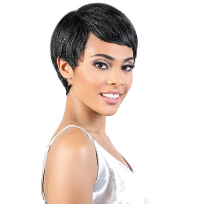 Motown Tress Human Hair Silver Gray Hair Collection Wig - SH PIXIE Alexwigs