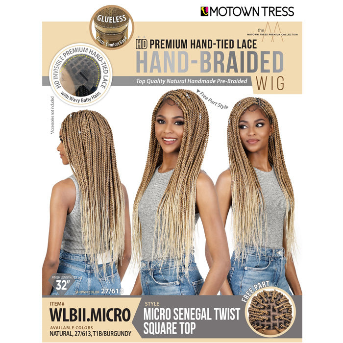 Motown Tress Glueless HD Hand-Braided Full Lace Wig - MICRO SENEGAL TWIST SQUARE TOP - WLBII.MICRO Alexwigs