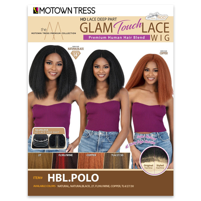 Motown Tress Glam Touch Lace Glueless Human Hair Blend HD Lace Deep Part WIG - HBL.POPO Alexwigs