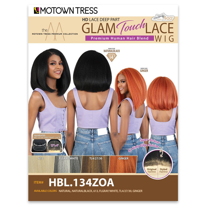 Motown Tress Glam Touch Lace Glueless Human Hair Blend HD 13x4 Lace Front Wig- HBL 134ZOA Alexwigs