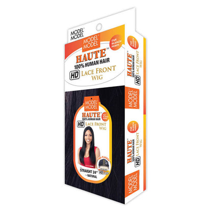 Model Model 100% Human Hair HD Lace Front Wig Haute - Straight 24 Alexwigs