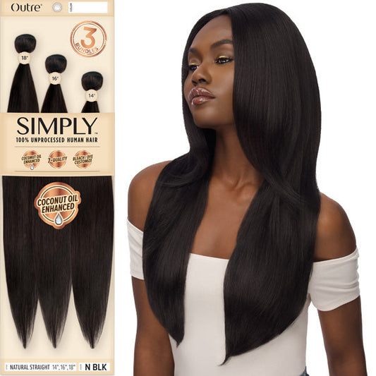 Outre Simply 100% Unprocessed Human Hair Coconut Weave Bundle - NATURAL STRAIGHT Alexwigs