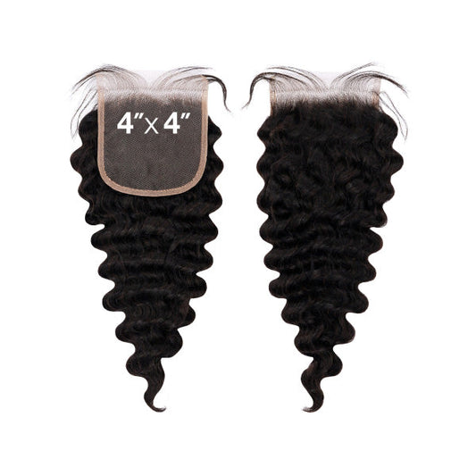 Shake-N-Go 100% Unprocessed Human Hair NVH 10A+ 4X4 Lace Closure - DEEP CURL 12" Alexwigs
