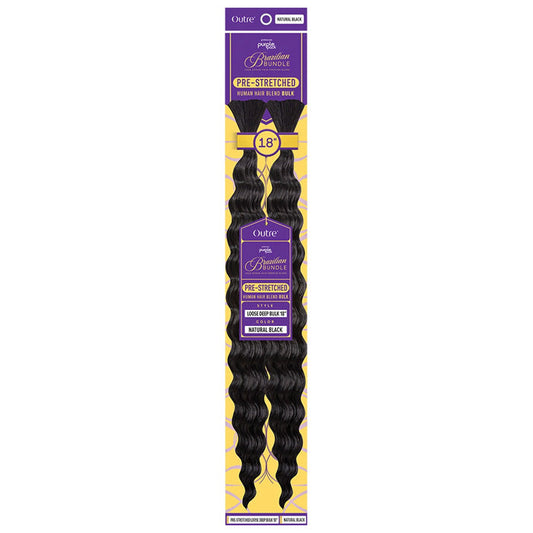 OUTRE PURPLE PACK BRAZILIAN BUNDLE 100% HUMAN HAIR BLEND BRAID - PRE STRETCHED LOOSE DEEP BULK 18/24 inch Alexwigs