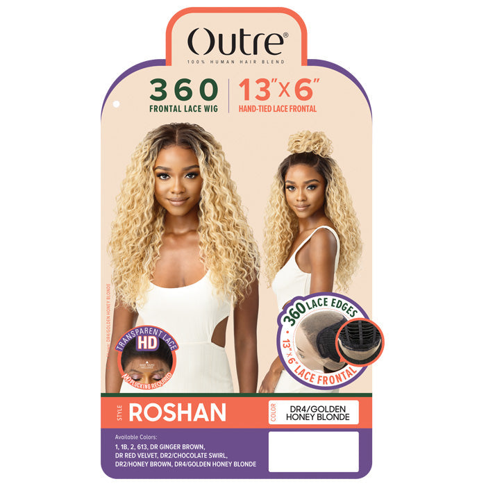 Outre 360 Frontal Lace 100% Human Hair Blend 13X6 HD Lace Front Wig - ROSHAN Alexwigs