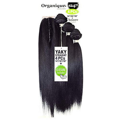 Shake-N-Go Organique Mastermix Weave - YAKY STRAIGHT 4 PCS 14/16/18"+ 5" CLOSURE Alexwigs