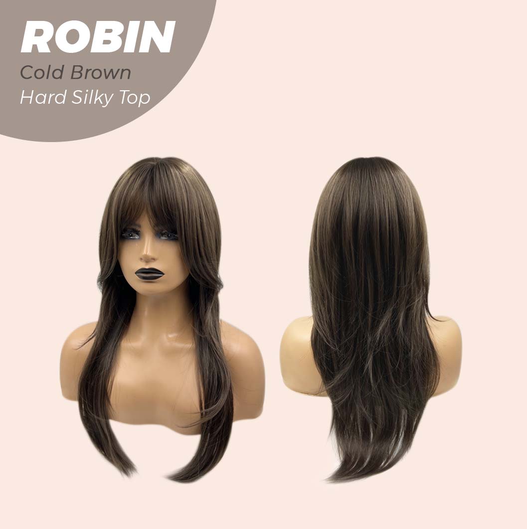 JBEXTENSION 22 Inches  Scalpiana Cold Brown Wolf Cut 3.5X4 Hard Silky Top Natural Scalp Effect Wig ROBIN COLD BROWN Alexwigs