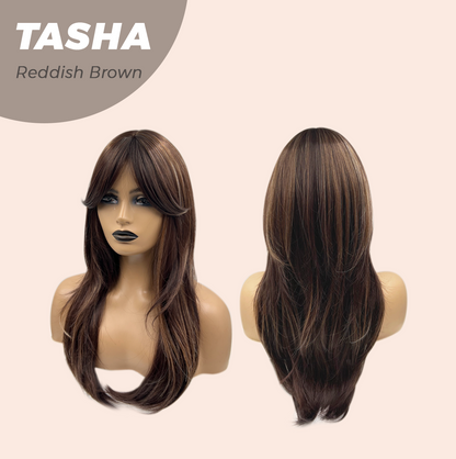 JBEXTENSION 24 Inches Wolf Cut Reddish Brown Women Wig With Bangs TASHA REDDISH BROWN Alexwigs