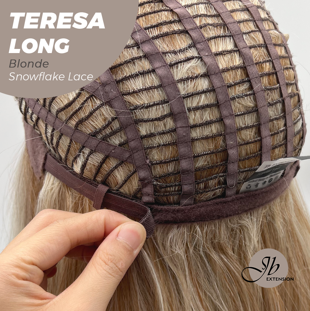 JBEXTENSION 22 Inches Long Blonde Pre-Cut Snowflake Lace Frontlace Glueless Wig TERESA LONG BLONDE【PERMATEASE】【BENDY EAR TABS】- S/M Alexwigs