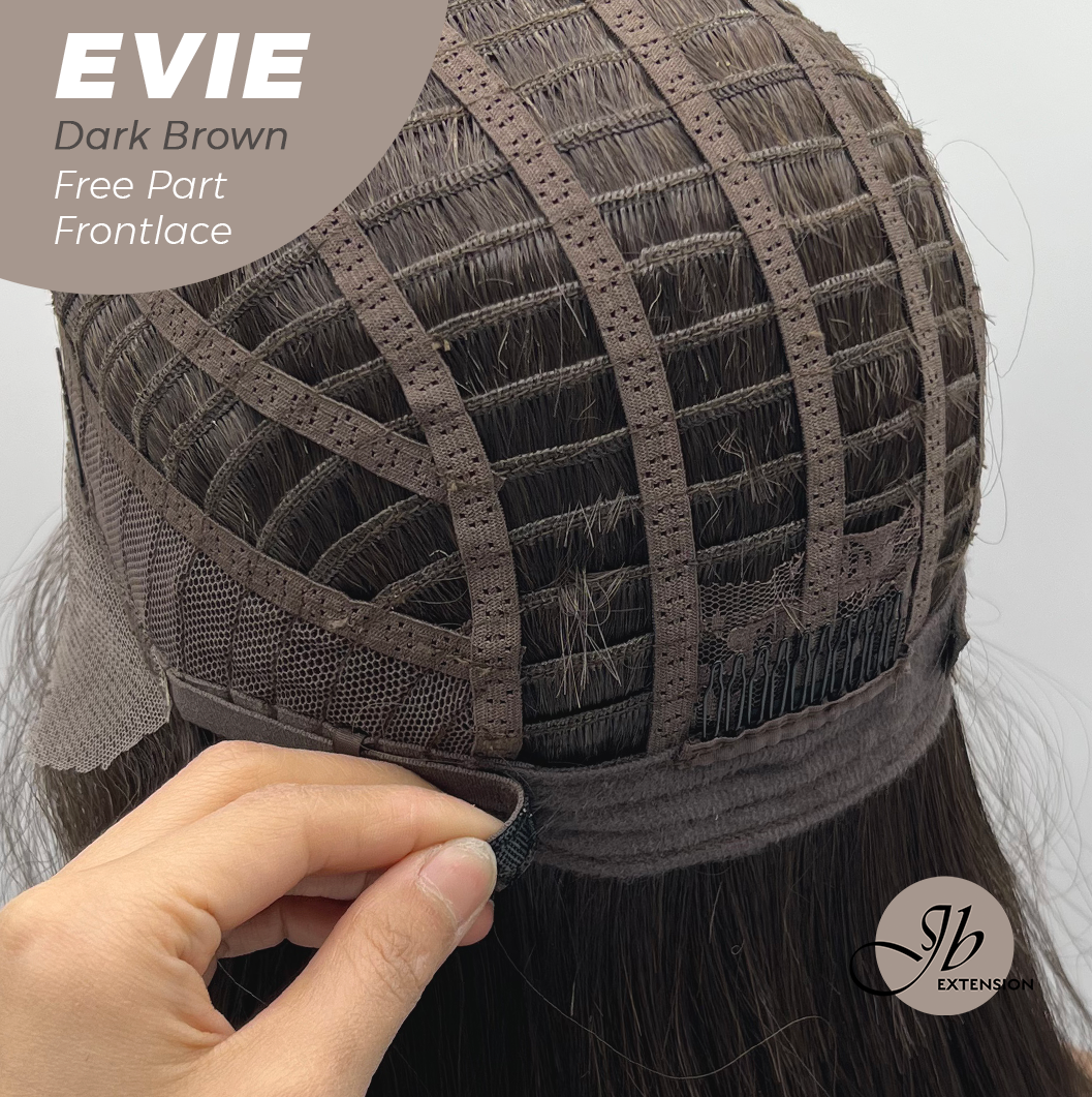 JBEXTENSION 22 Inches Dark Brown Pre-Cut Free Part Frontlace Glueless Wig EVIE DARK BROWN Alexwigs
