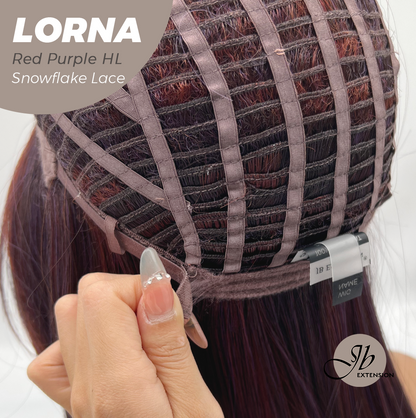 [PRE-ORDER] JBEXTENSION 18 Inches Red Purple Highlight Curly Pre-Cut Snowflake Lace Frontlace Glueless Wig LORNA SNOWFLAKE RED PURPLE HIGHLIGHT【PERMATEASE】【BENDY EAR TABS】 Alexwigs
