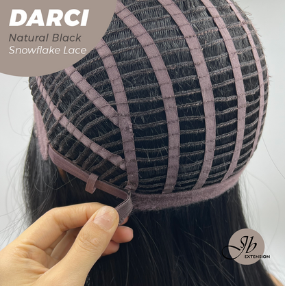 JBEXTENSION 25 Inches Natural Black Pre-Cut Snowflake Lace Frontlace Glueless Wig DARCI NATURAL BLACK【PERMATEASE】【BENDY EAR TABS】 Alexwigs