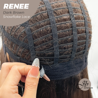 JBEXTENSION 21 Inches Dark Brown Pre-Cut T Part Snowflake Lace Frontlace Glueless Wig RENEE DARK BROWN【BENDY EAR TABS】 Alexwigs