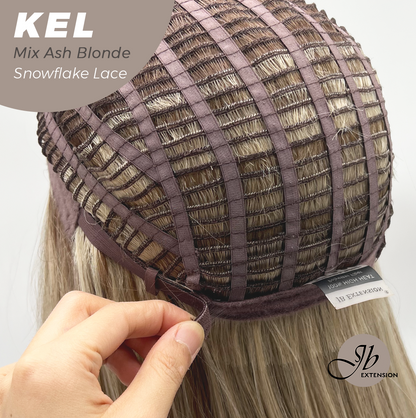 JBEXTENSION 22 Inches Mix Ash Blonde Pre-Cut Snowflake Lace Frontlace Glueless Wig KEL MIX ASH BLONDE【PERMATEASE】【BENDY EAR TABS】- M/L Alexwigs