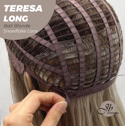 JBEXTENSION 22 Inches Long Bali Blonde Pre-Cut Snowflake Lace Frontlace Glueless Wig TERESA LONG BALI BLONDE【PERMATEASE】【BENDY EAR TABS】 Alexwigs