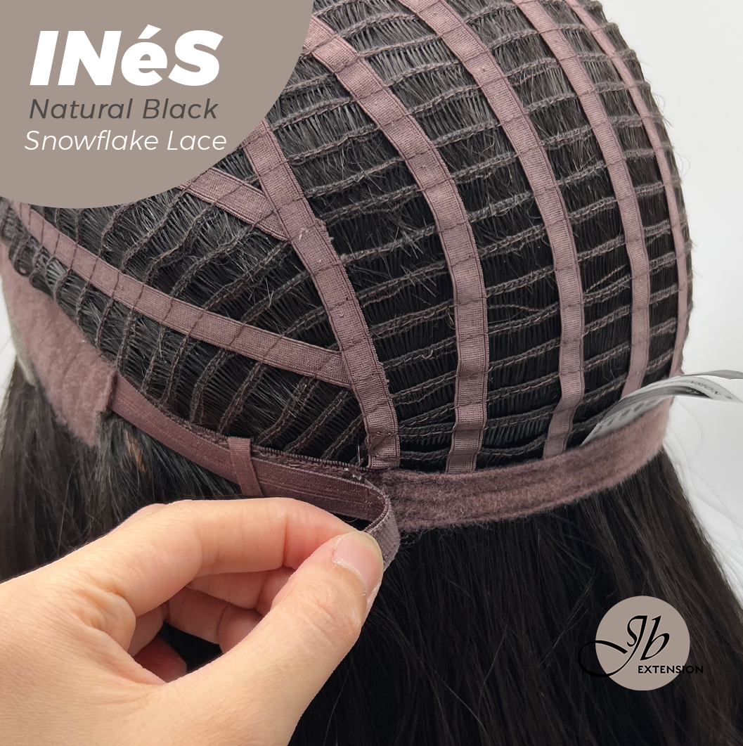JBEXTENSION 22 Inches Natural Black Pre-Cut Snowflake Lace Frontlace Glueless Wig INéS NATURAL BLACK【PERMATEASE】【BENDY EAR TABS】 Alexwigs