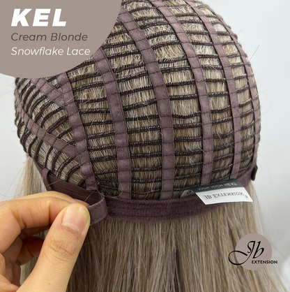 JBEXTENSION 22 Inches Cream Blonde Pre-Cut Snowflake Lace Frontlace Glueless Wig KEL CREAM BLONDE【PERMATEASE】【BENDY EAR TABS】- S/M Alexwigs