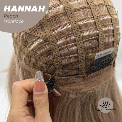 JBEXTENSION 20 Inches Peach Pre-Cut Frontlace Glueless Wig with Bangs HANNAH PEACH Alexwigs