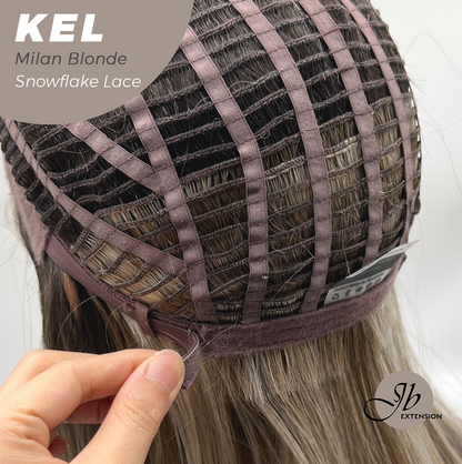 JBEXTENSION 22 Inches Milan Blonde Pre-Cut Snowflake Lace Frontlace Glueless Wig KEL MILAN BLONDE【PERMATEASE】【BENDY EAR TABS】- M/L Alexwigs