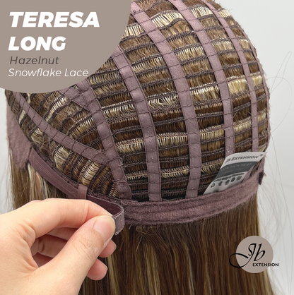 JBEXTENSION 22 Inches Long Hazelnut Pre-Cut Snowflake Lace Frontlace Glueless Wig TERESA LONG HAZELNUT【PERMATEASE】【BENDY EAR TABS】- M/L Alexwigs