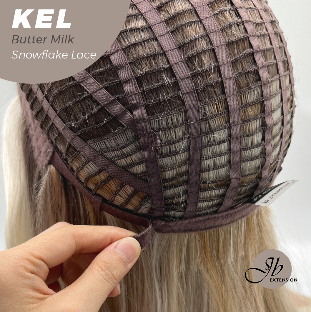 JBEXTENSION 22 Inches Butter Milk Pre-Cut Snowflake Lace Frontlace Glueless Wig KEL BUTTER MILK【PERMATEASE】【BENDY EAR TABS】- M/L Alexwigs
