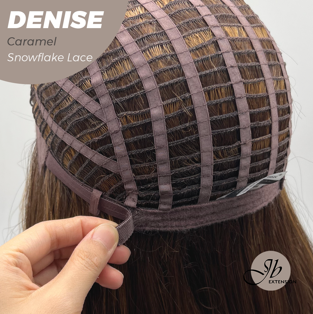JBEXTENSION 24 Inches Caramel Wave Pre-Cut Snowflake Lace Frontlace Glueless Wig DENISE CARAMEL【PERMATEASE】【BENDY EAR TABS】- M/L Alexwigs