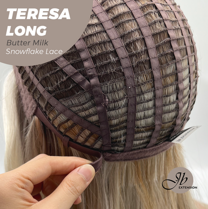 JBEXTENSION 22 Inches Long Butter Milk Pre-Cut Snowflake Lace Frontlace Glueless Wig TERESA LONG BUTTER MILK【PERMATEASE】【BENDY EAR TABS】 Alexwigs