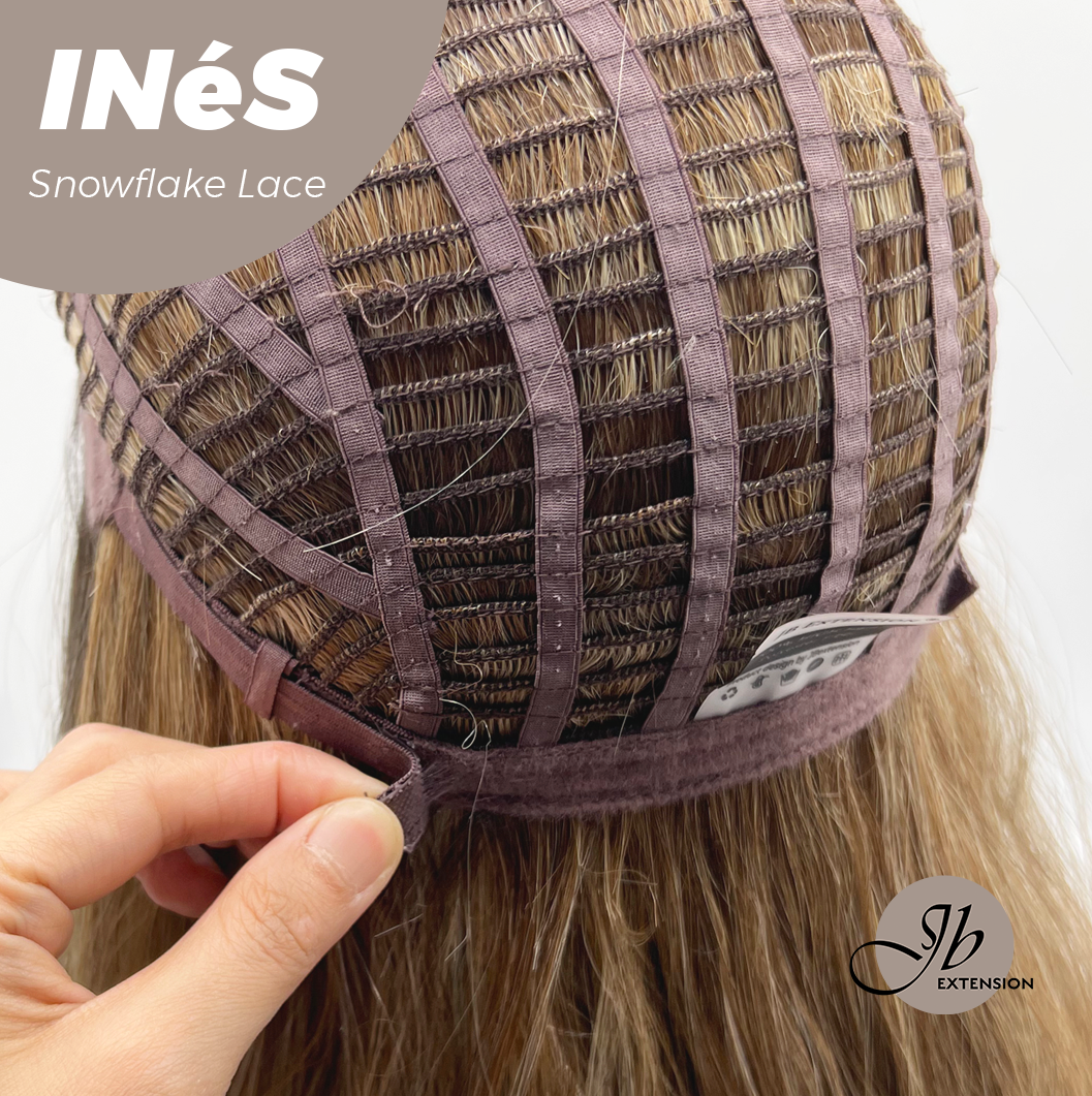JBEXTENSION 22 Inches Mix Blonde Pre-Cut Snowflake Lace Frontlace Glueless Wig INéS SNOWFLAKE【PERMATEASE】【BENDY EAR TABS】- S/M Alexwigs