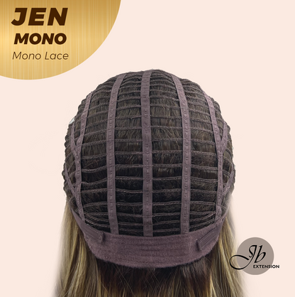 [PRE-ORDER] HOT OF SEASON -JBEXTENSION JEN MONO Monofilament Handmade Wig 6X5 Full Monofilament Hand Tied Top Wig 18 Inches Hazelnut Blonde Highlight Mono Lace Wig With Anti-slip Silicone Strips Glueless Wig JEN MONO【BENDY EAR TABS】 Alexwigs