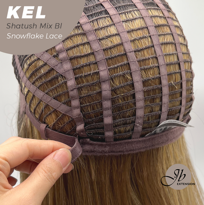JBEXTENSION 22 Inches Shatush Mix Blonde Pre-Cut Snowflake Lace Frontlace Glueless Wig KEL SHATUSH MIX BLONDE【PERMATEASE】【BENDY EAR TABS】 Alexwigs