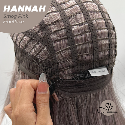 JBEXTENSION 20 Inches Smog Pink Pre-Cut Frontlace Glueless Wig with Bangs HANNAH SMOG PINK Alexwigs