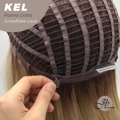 JBEXTENSION 22 Inches Panna Cotta Pre-Cut Snowflake Lace Frontlace Glueless Wig KEL PANNA COTTA【PERMATEASE】【BENDY EAR TABS】 Alexwigs