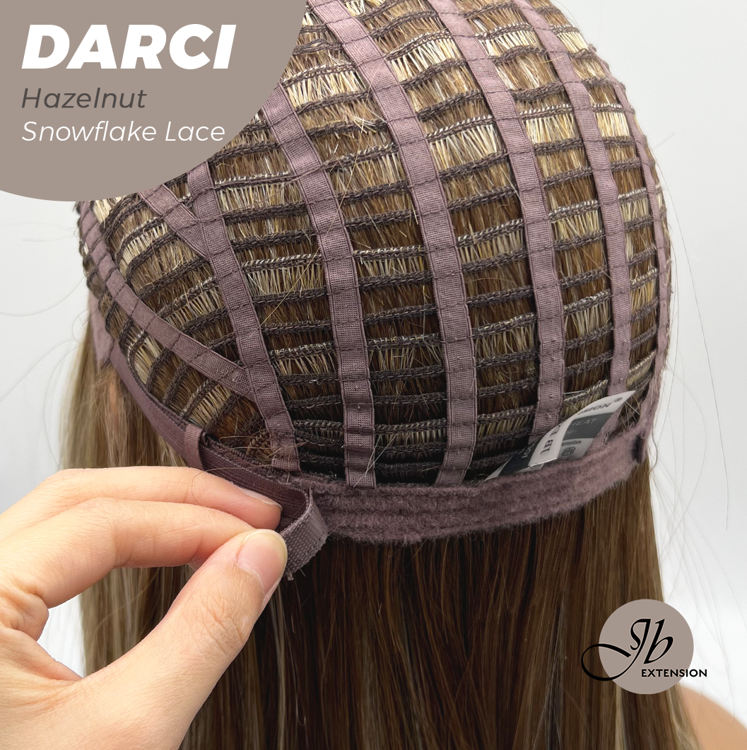 JBEXTENSION 25 Inches Hazelnut Blonde Highlight Pre-Cut Snowflake Lace Frontlace Glueless Wig DARCI HAZELNUT【PERMATEASE】【BENDY EAR TABS】 Alexwigs
