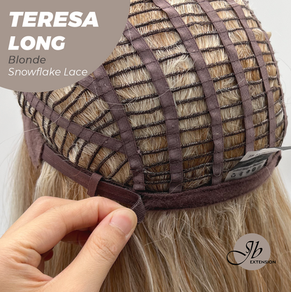 JBEXTENSION 22 Inches Long Blonde Pre-Cut Snowflake Lace Frontlace Glueless Wig TERESA LONG BLONDE【PERMATEASE】【BENDY EAR TABS】- M/L Alexwigs