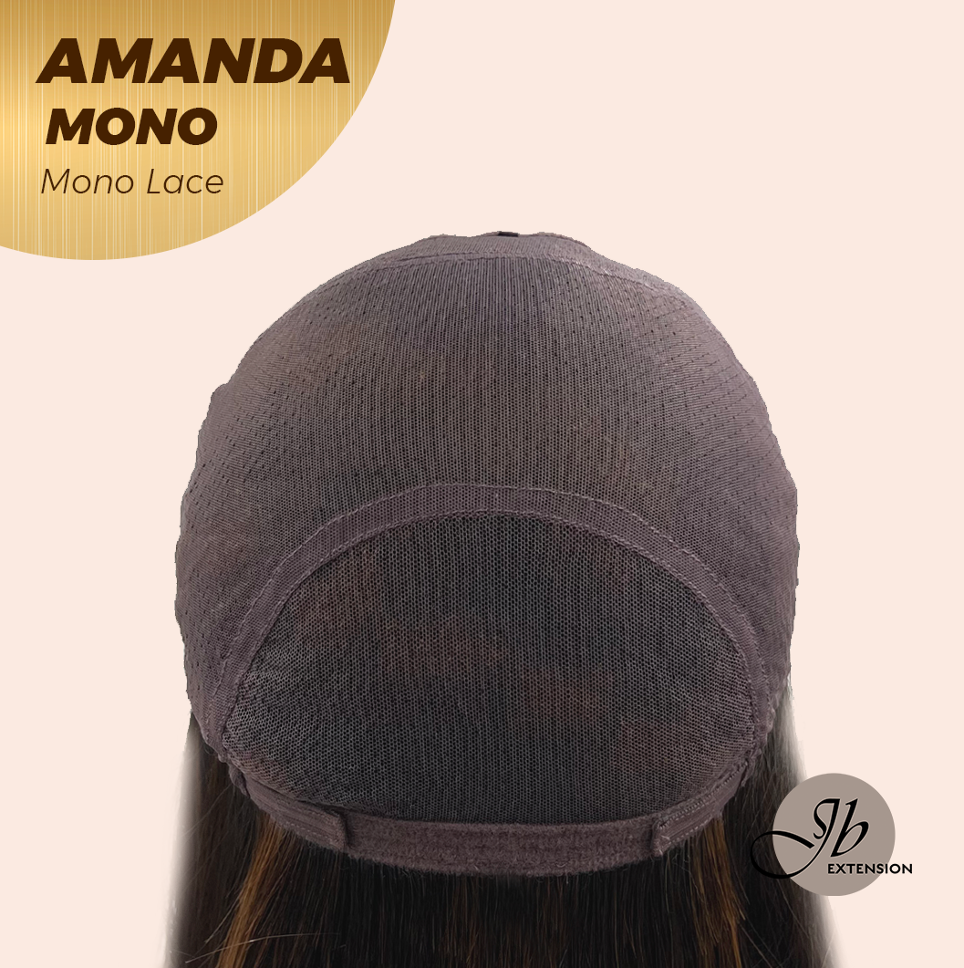 [PRE-ORDER] JBEXTENSION AMANDA MONO Full Monofilament Handmade Full Lace Full Hand Tied Wig 10 Inches Black With Caramel Highlight Mono Lace Handmade Futura Fiber Wig Glueless Wig AMANDA MONO【BENDY EAR TABS】 Alexwigs